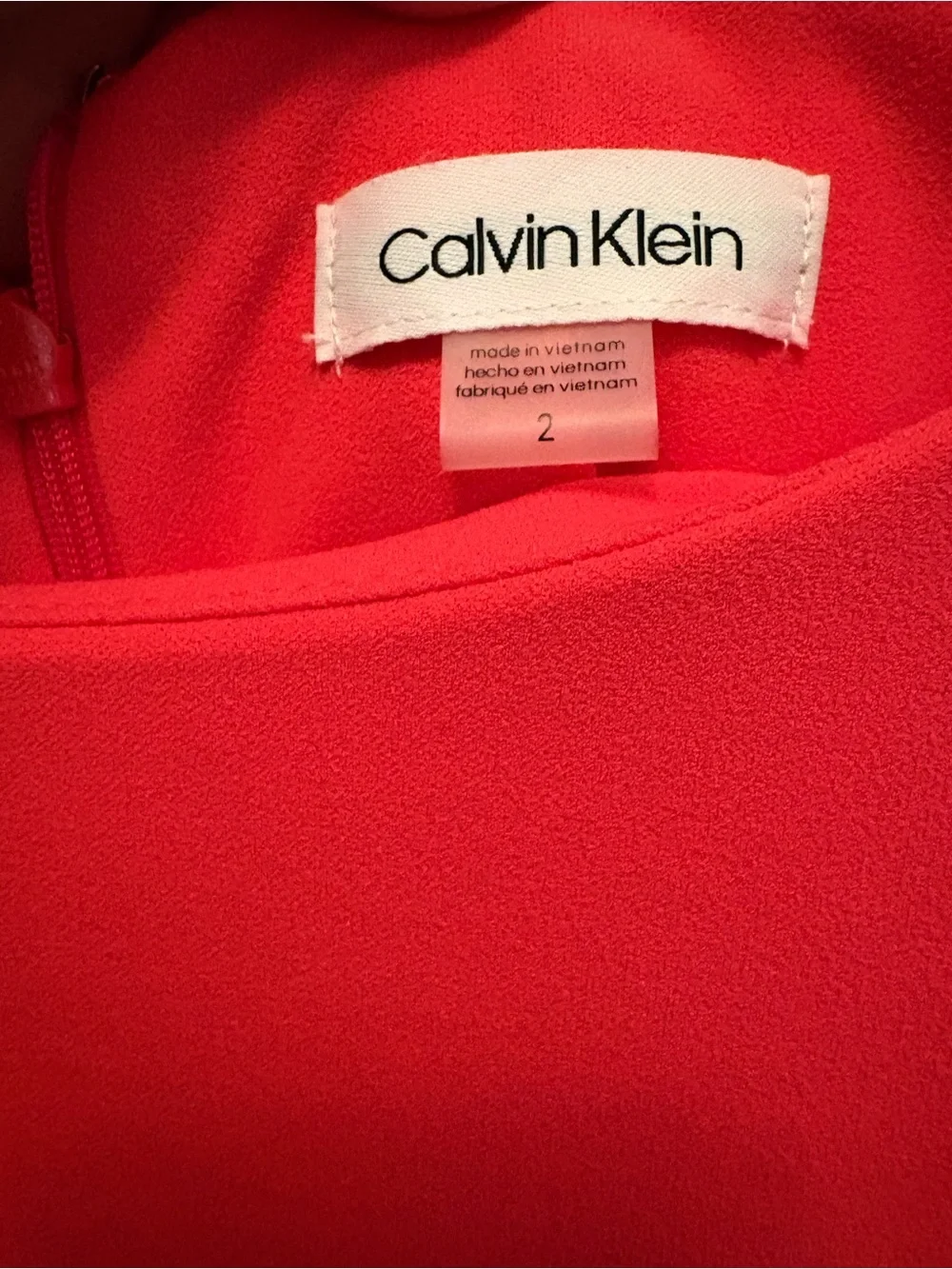 Calvin Klein Red Long-Sleeve Sheath Dress with Lace Ruffle Cuffs